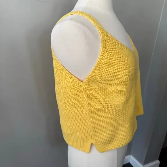 One Grey Day Orson Knit Crop Tank Cotton Silk Blend Sunbeam Butter Yellow Sz Med - Picture 4 of 14